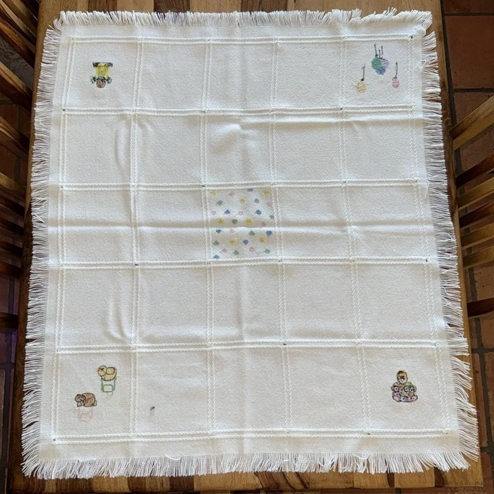 Hand Crafted Cross Stitch Baby Afghan